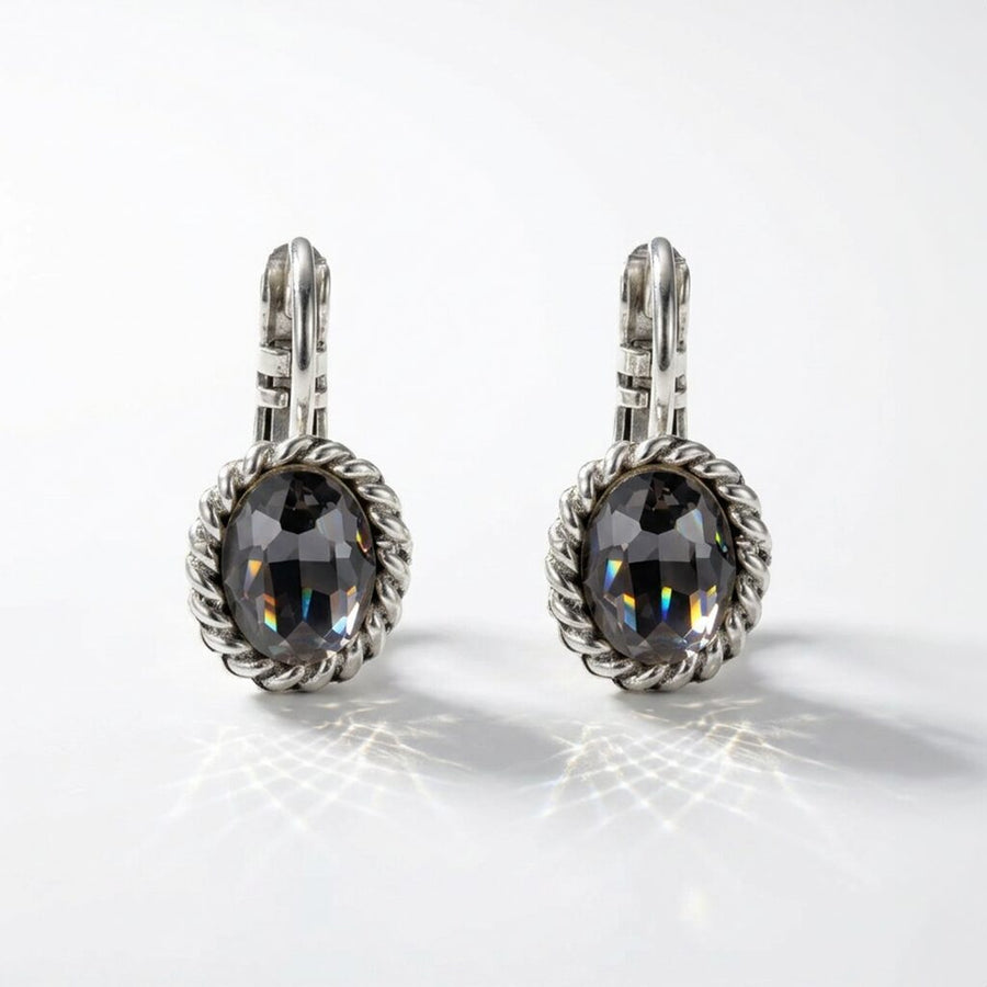 Swarovski Ovale Oorbellen 1,5 cm Zilver