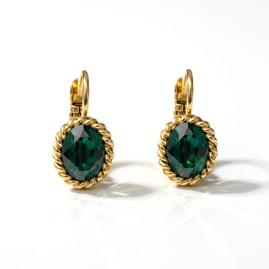 Ovale Ohrringe 1,5 cm Gold mit Swarovski-Kristall
