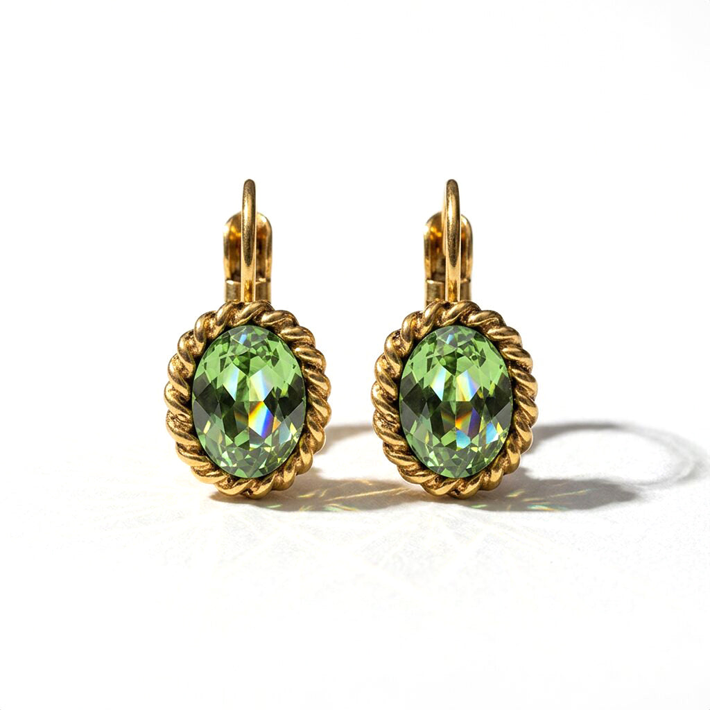 Oval Earrings 1.5 cm Gold with Swarovski crystal