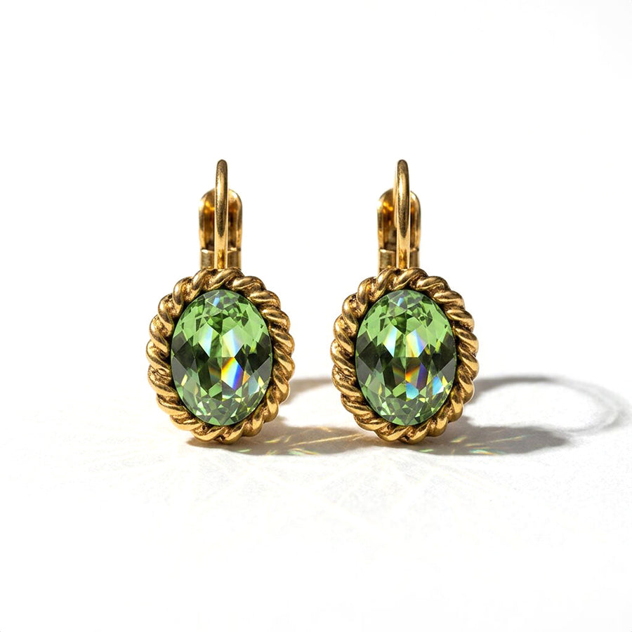 Ovale Ohrringe 1,5 cm Gold mit Swarovski-Kristall