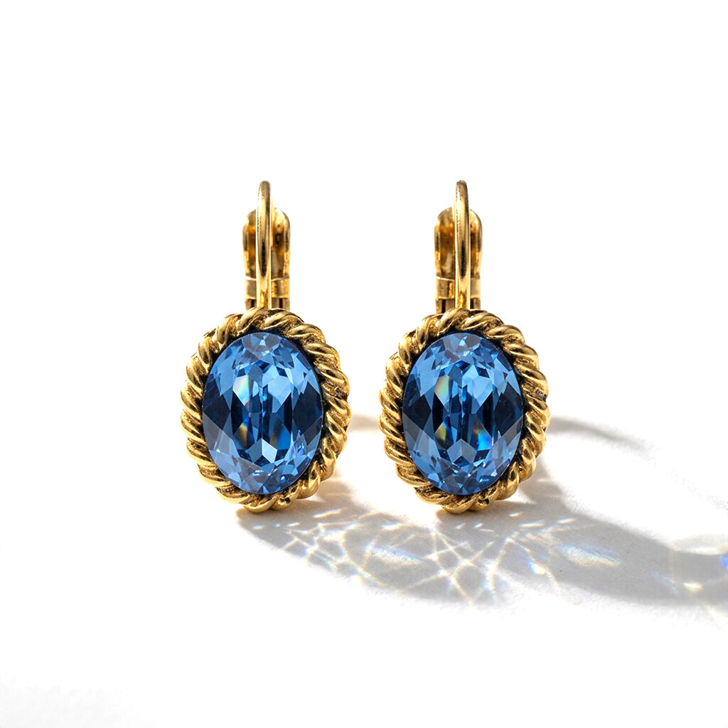Oval Earrings 1.5 cm Gold with Swarovski crystal