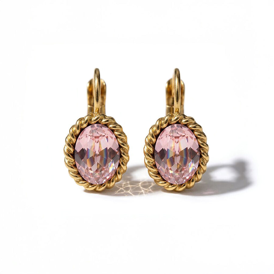 Ovale Ohrringe 1,5 cm Gold mit Swarovski-Kristall