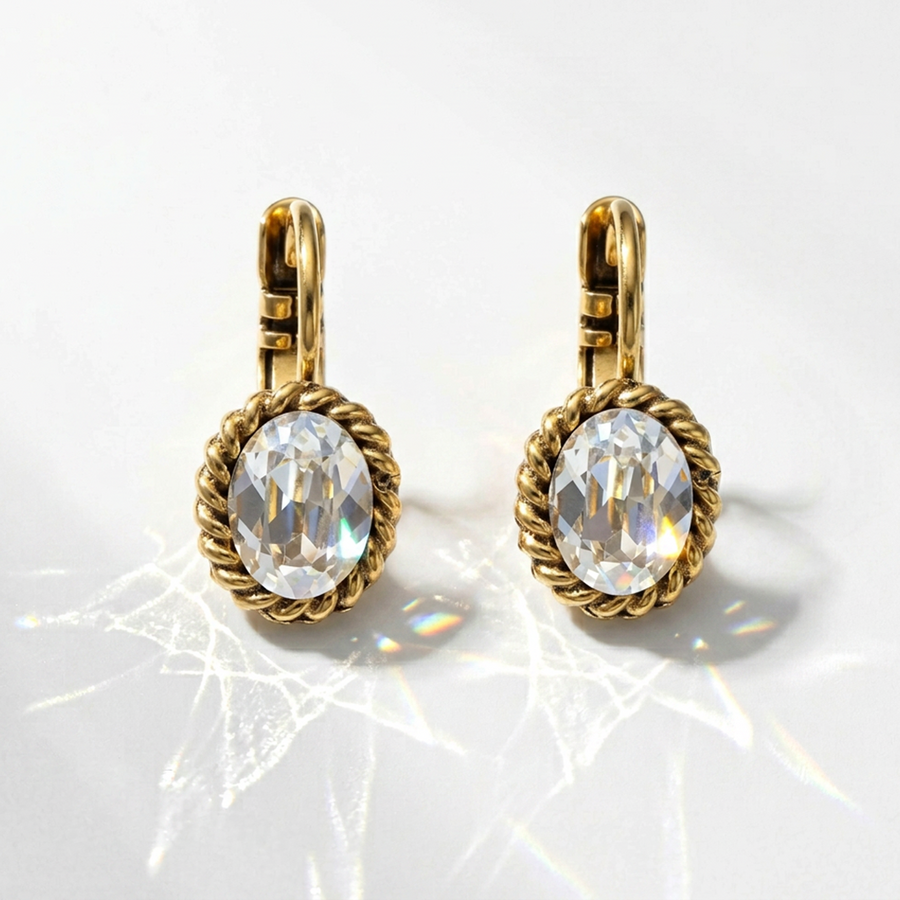 Swarovski Ovale Oorbellen 1,5 cm Goud
