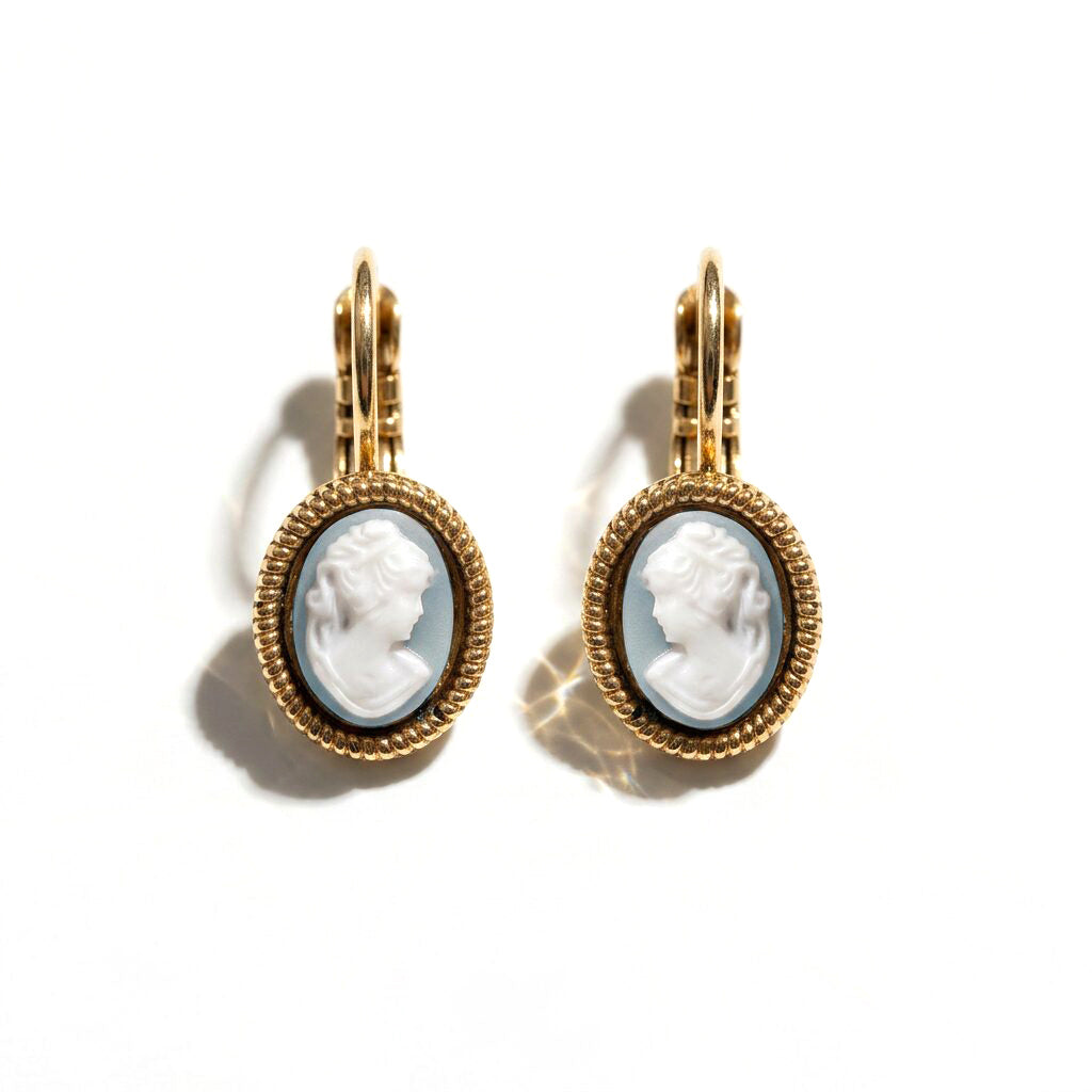 Cameo Earrings Small Gold