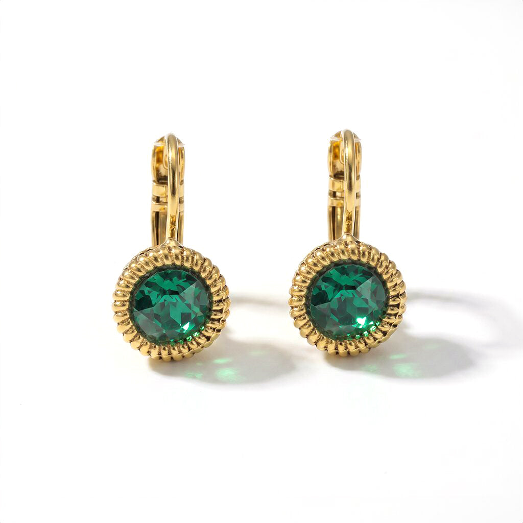 Round Earrings 1.8 cm Gold with Swarovski crystal