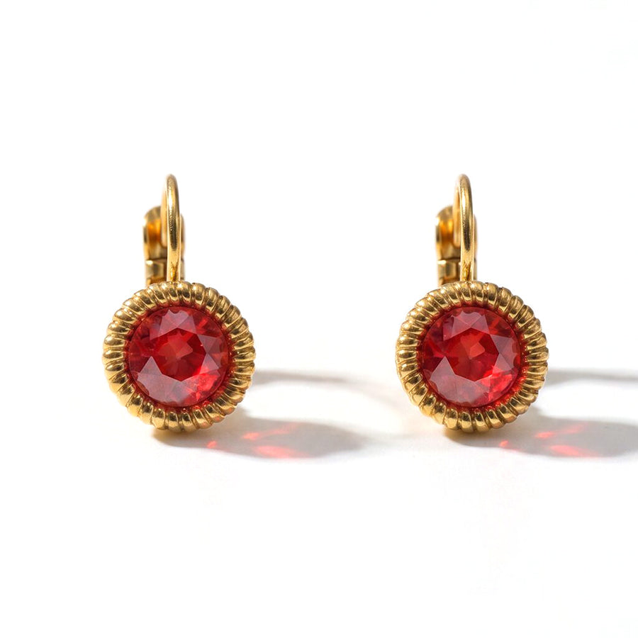 Round Earrings 1.8 cm Gold with Swarovski crystal
