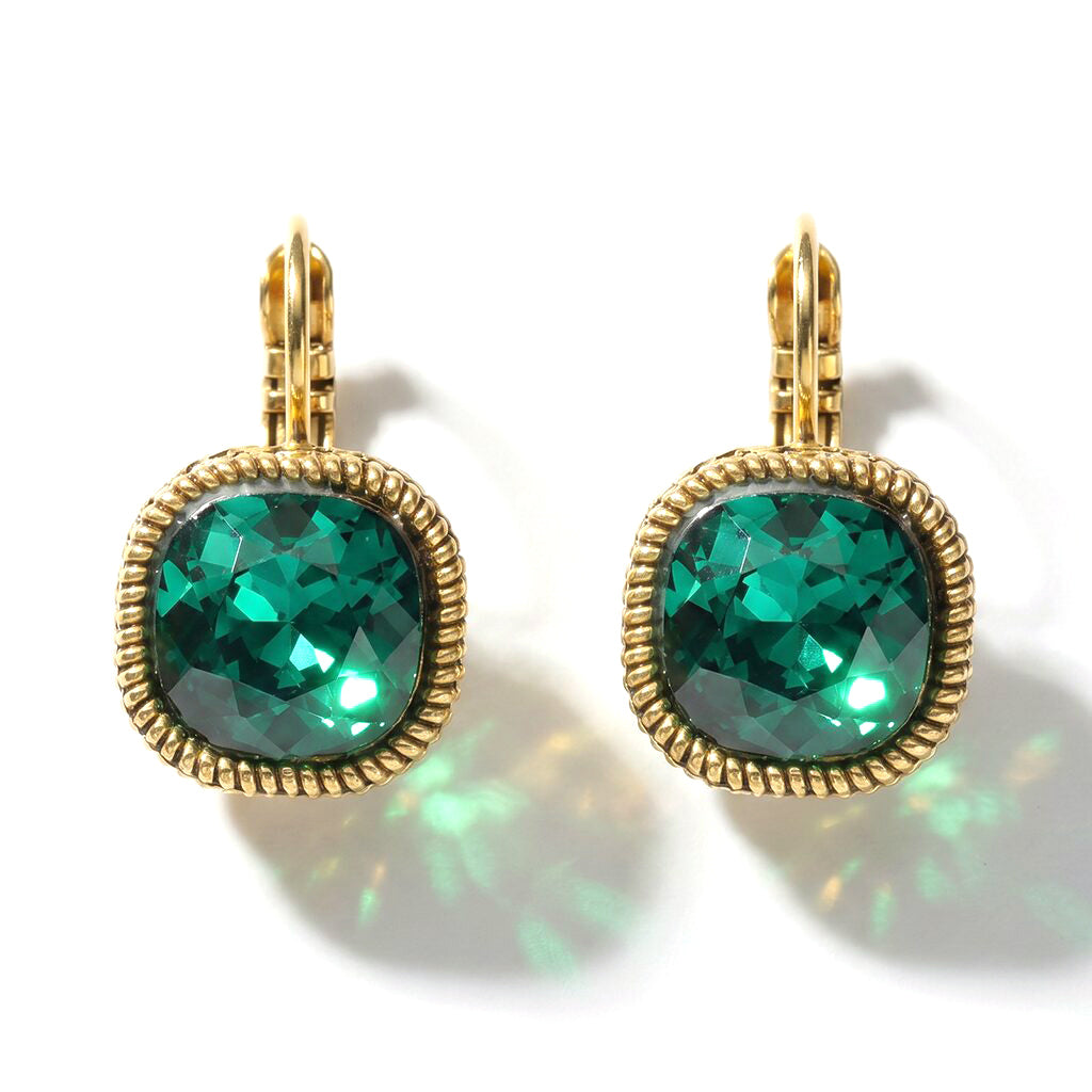 Quadratische Ohrringe Gold mit Swarovski-Kristall