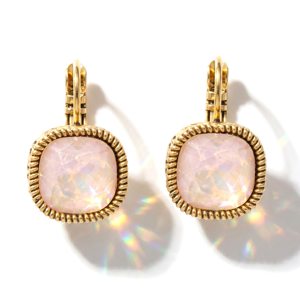 Quadratische Ohrringe Gold mit Swarovski-Kristall