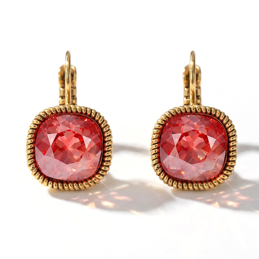 Quadratische Ohrringe Gold mit Swarovski-Kristall