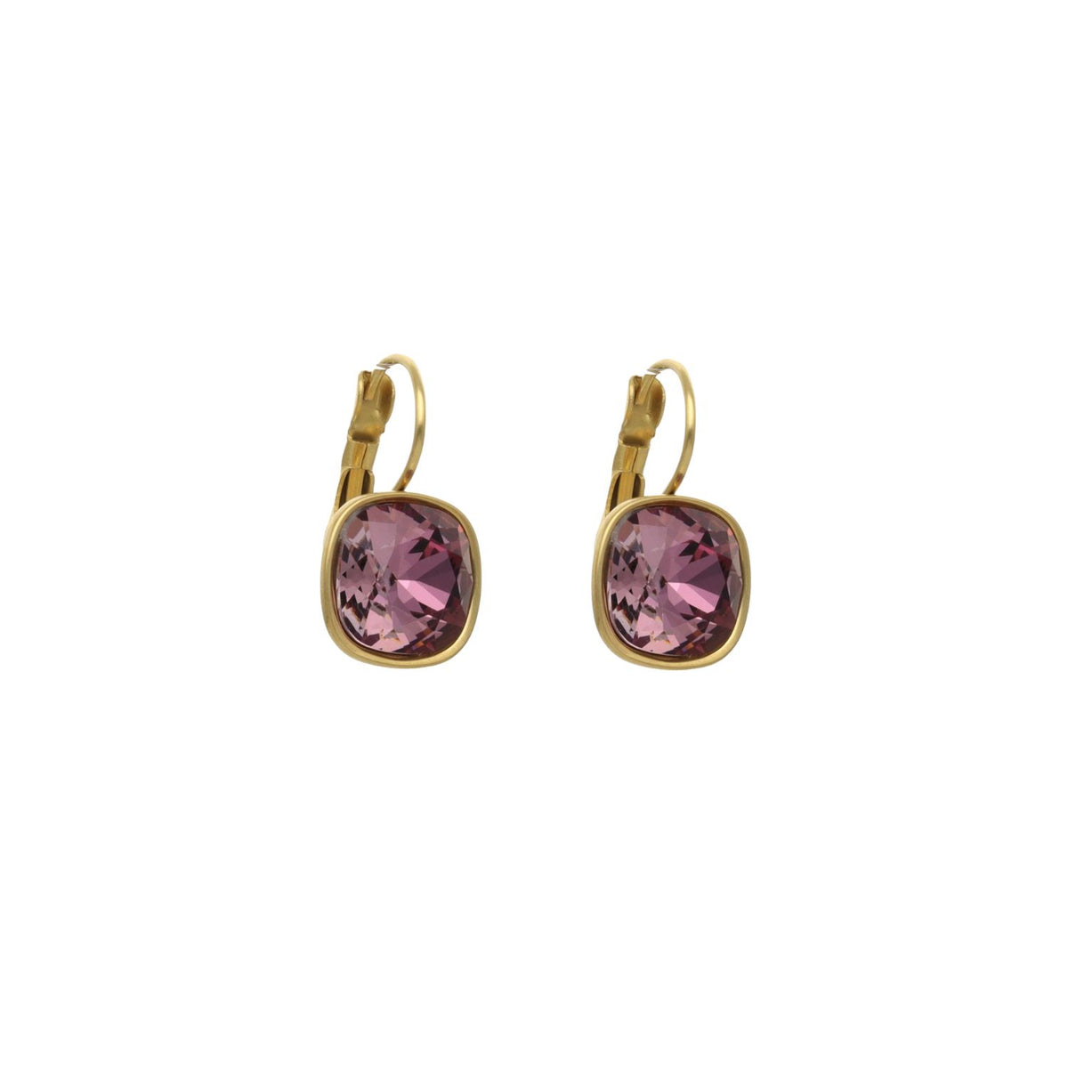 Swarovski Vierkante Dormeuses Goud