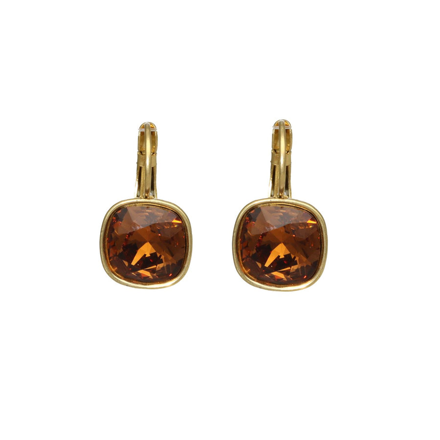 Swarovski Vierkante Dormeuses Goud
