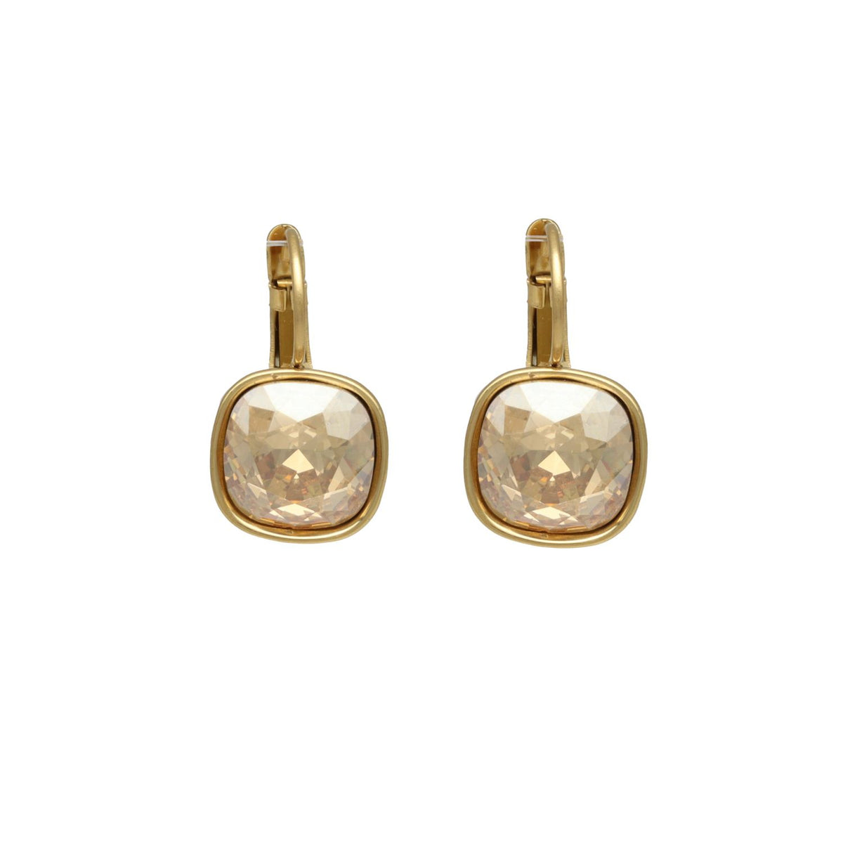 Swarovski Vierkante Dormeuses Goud
