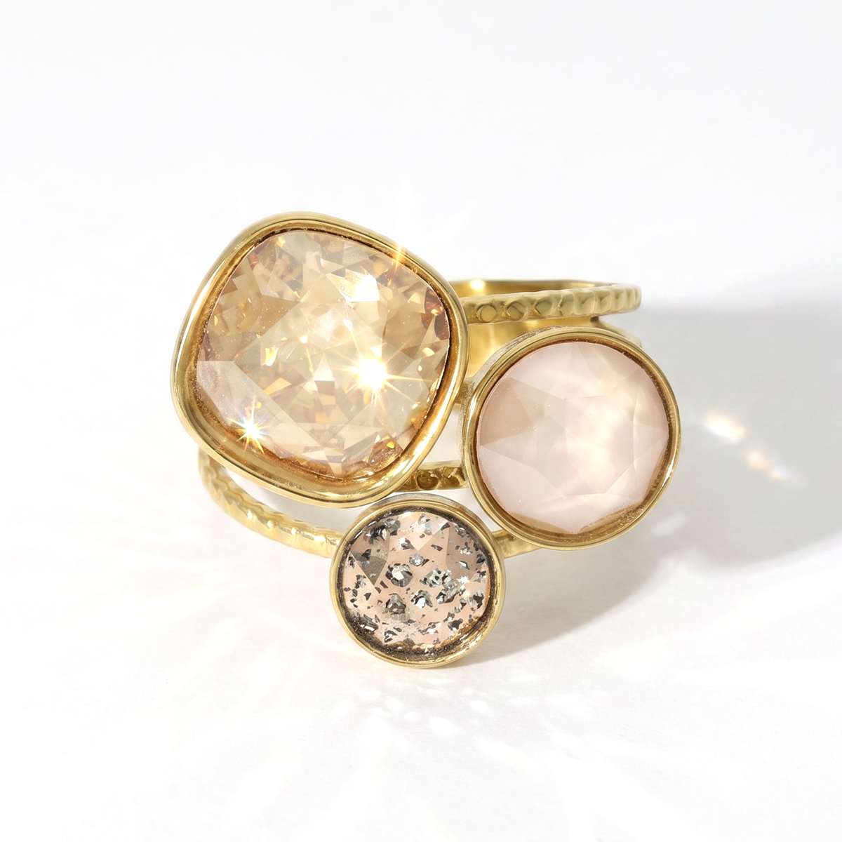 Trio Ring met Swarovski kristal