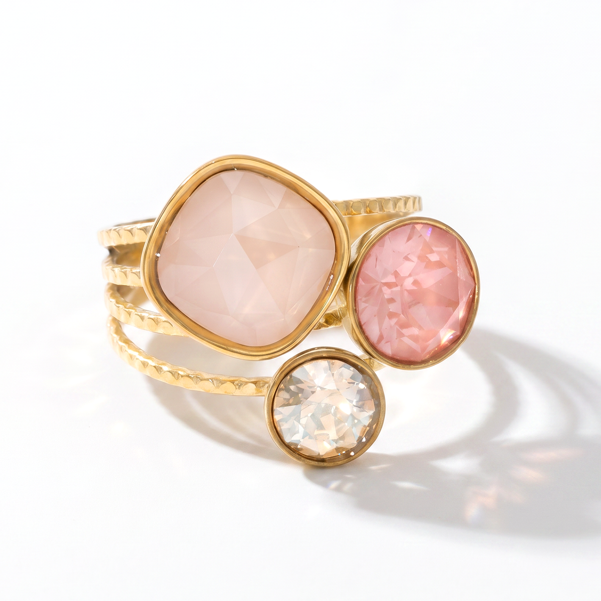 Trio Ring met Swarovski kristal