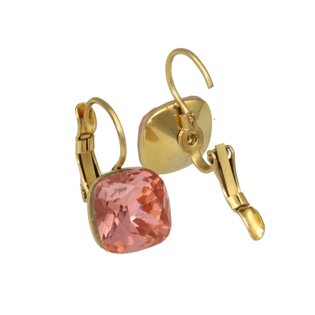 Swarovski Vierkante Dormeuses Goud