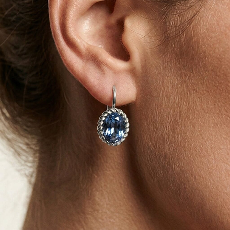 Swarovski Ovale Oorbellen 1,5 cm Zilver
