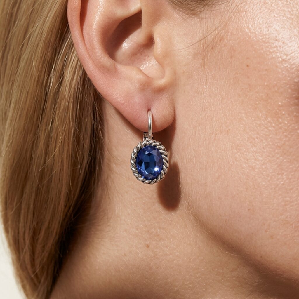 Swarovski Ovale Oorbellen 1,5 cm Zilver