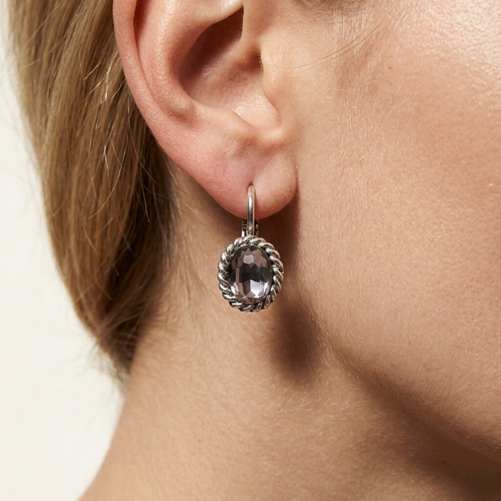 Swarovski Ovale Oorbellen 1,5 cm Zilver