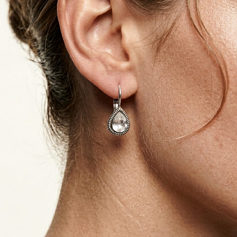 Swarovski Druppel Oorbellen Zilver