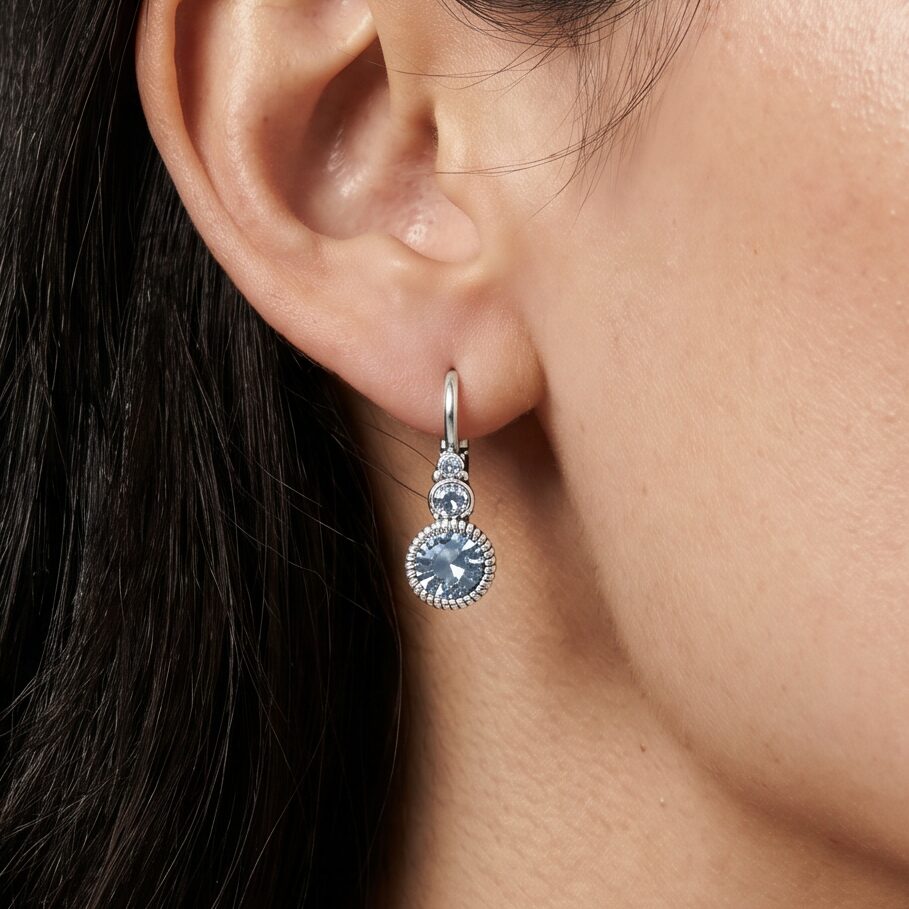 Swarovski Ronde Oorbellen Zilver