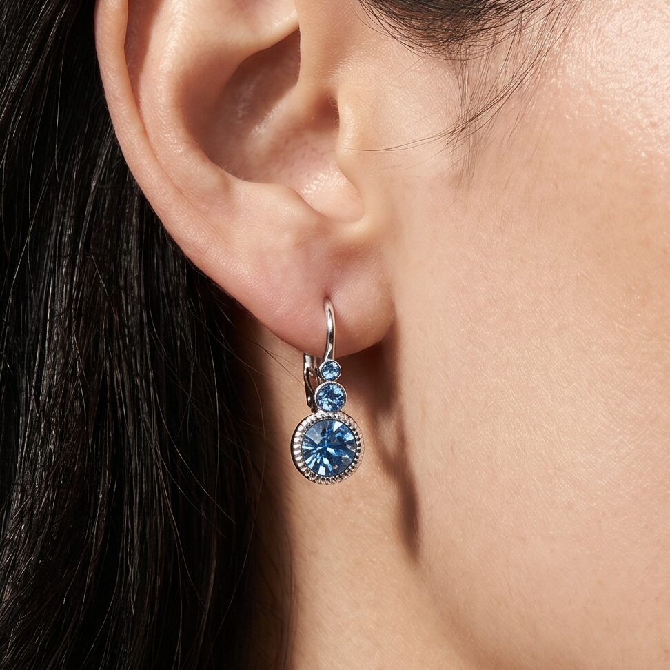 Swarovski Ronde Oorbellen Zilver