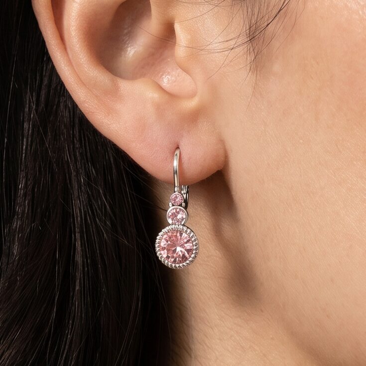 Swarovski Ronde Oorbellen Zilver