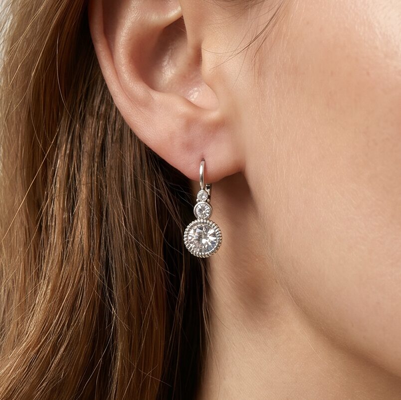 Swarovski Ronde Oorbellen Zilver