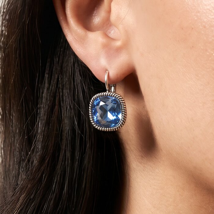 Swarovski Vierkante Oorbellen Zilver