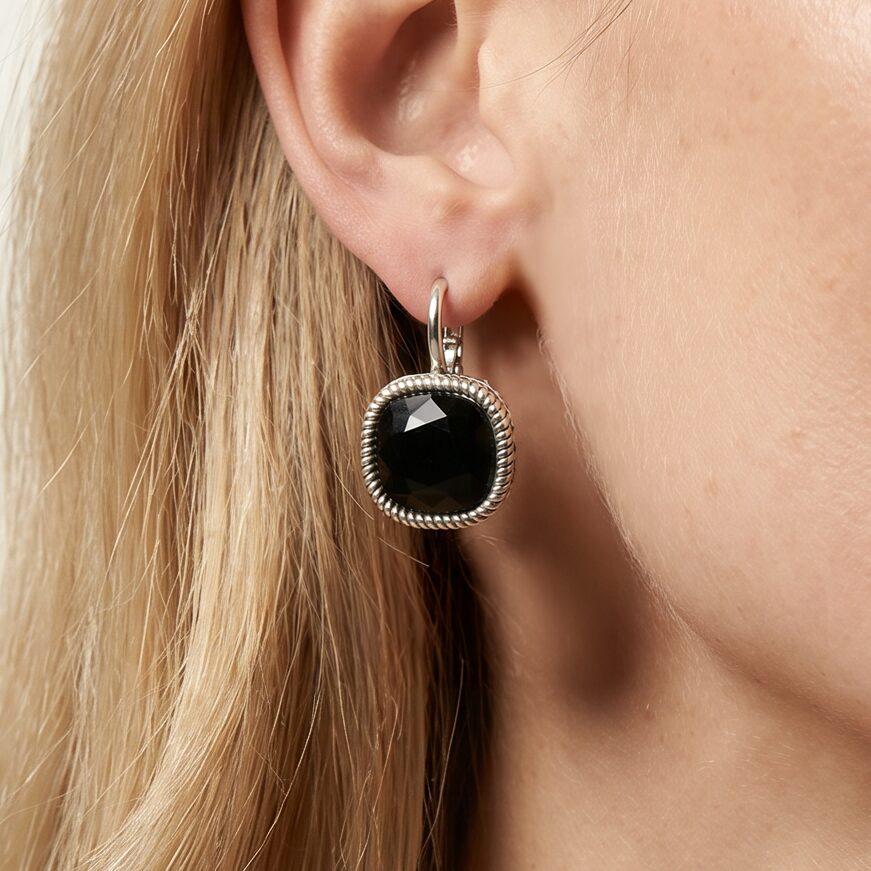 Swarovski Vierkante Oorbellen Zilver