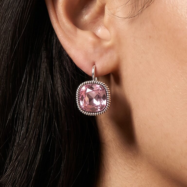 Swarovski Vierkante Oorbellen Zilver