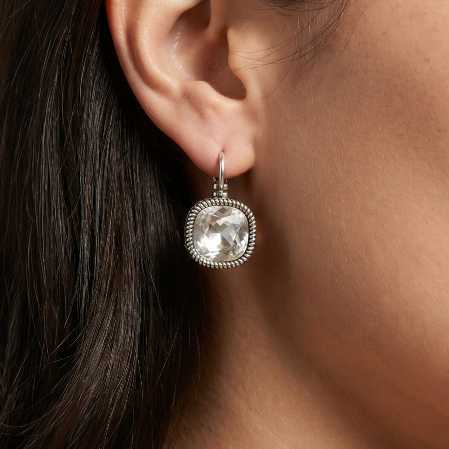 Swarovski Vierkante Oorbellen Zilver