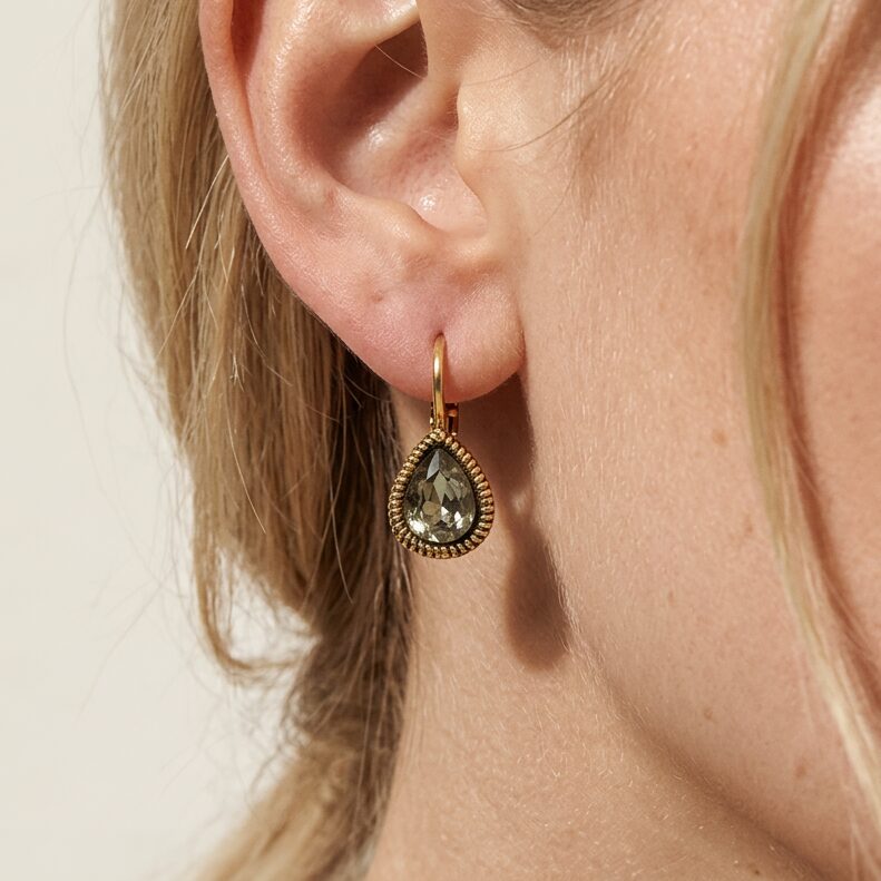 Swarovski Druppel Oorbellen Goud