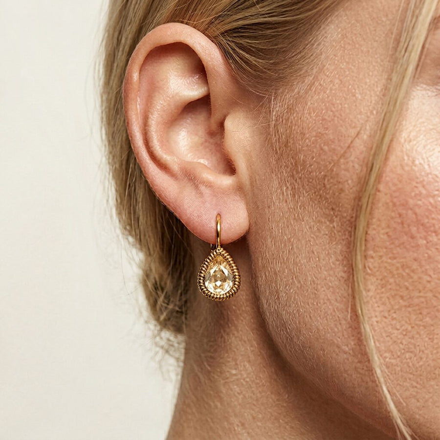 Swarovski Druppel Oorbellen Goud