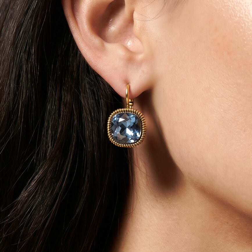 Swarovski Vierkante Oorbellen Goud