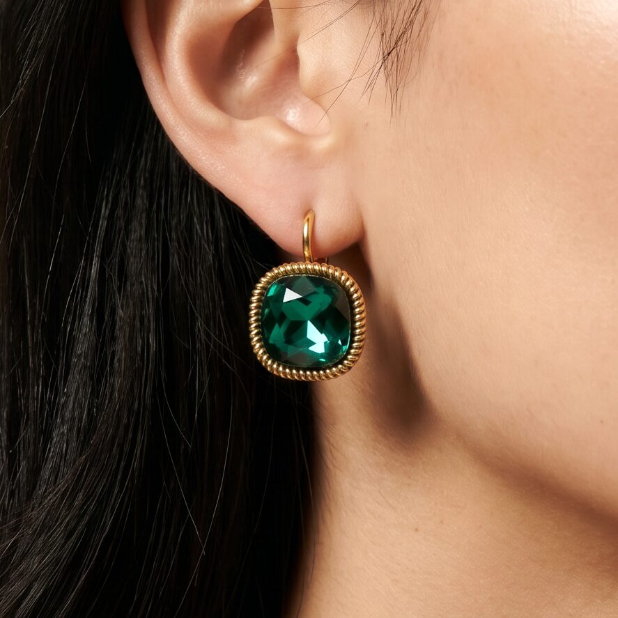 Swarovski Vierkante Oorbellen Goud