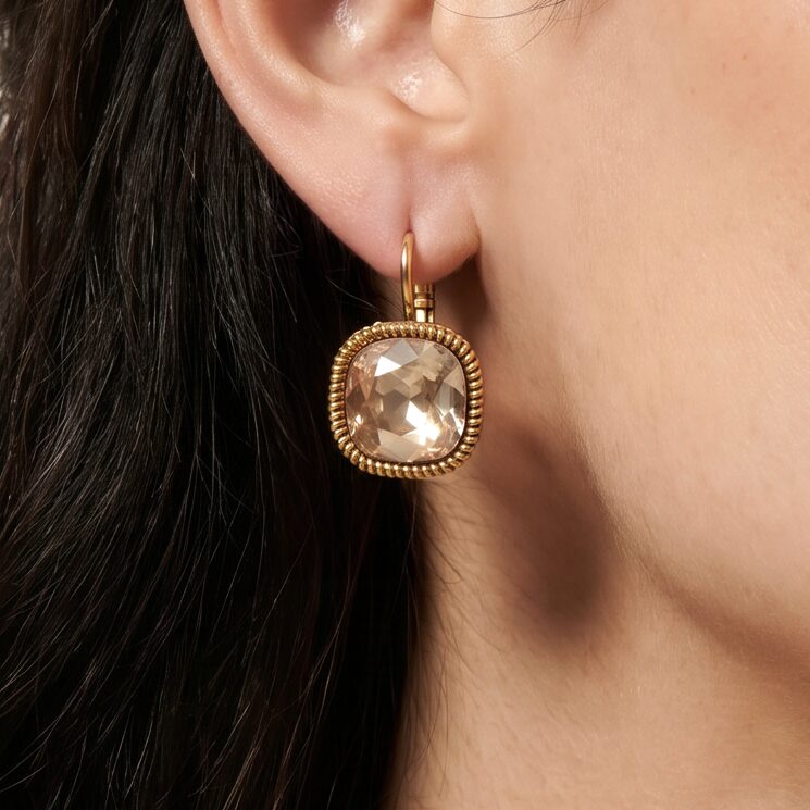 Swarovski Vierkante Oorbellen Goud