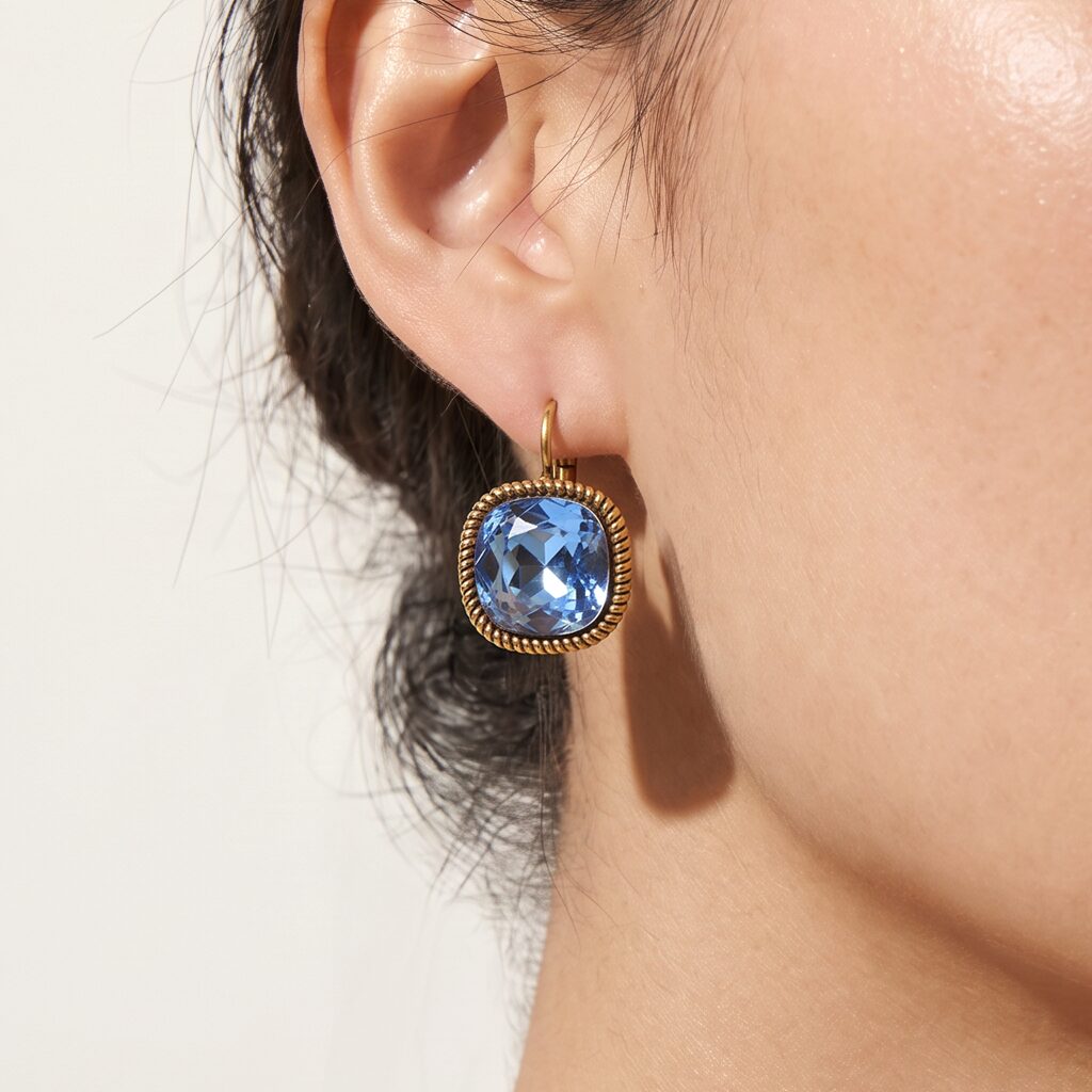 Swarovski Vierkante Oorbellen Goud