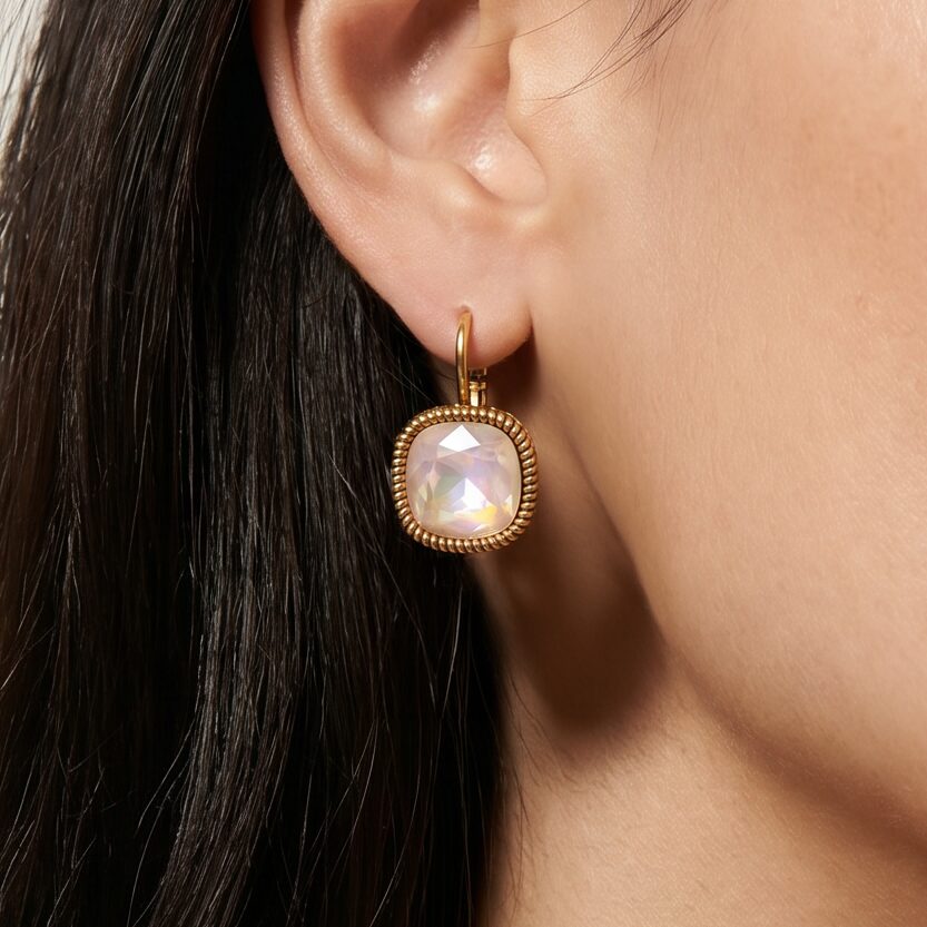 Swarovski Vierkante Oorbellen Goud