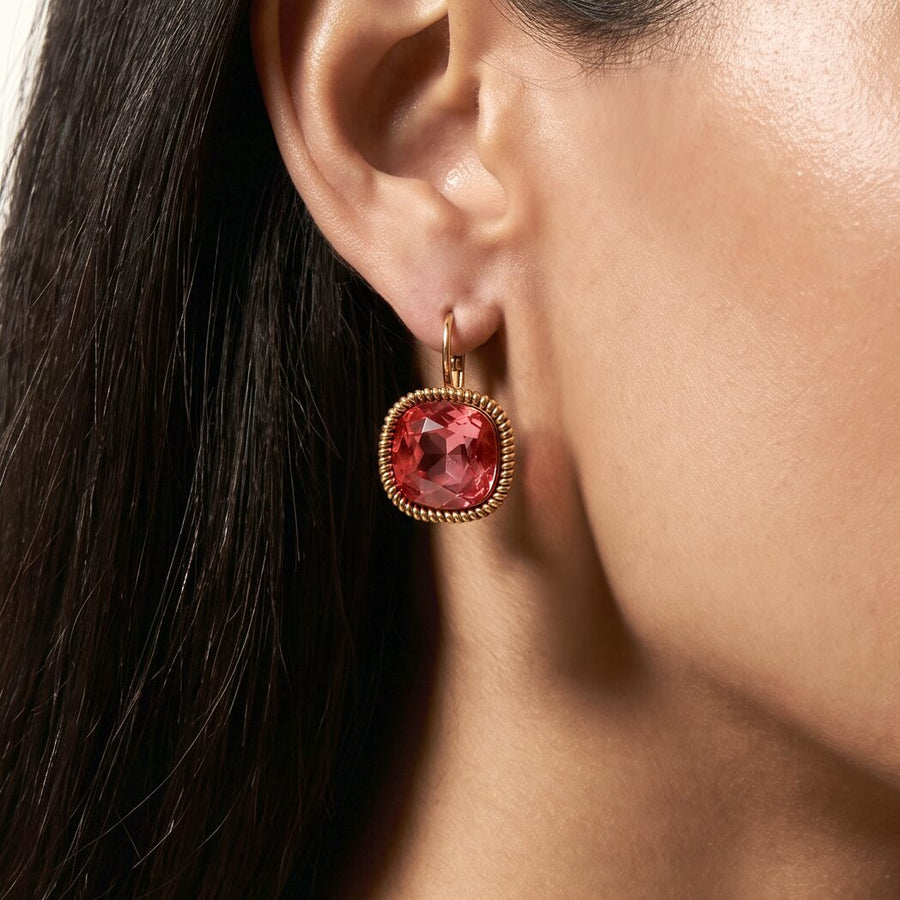 Swarovski Vierkante Oorbellen Goud
