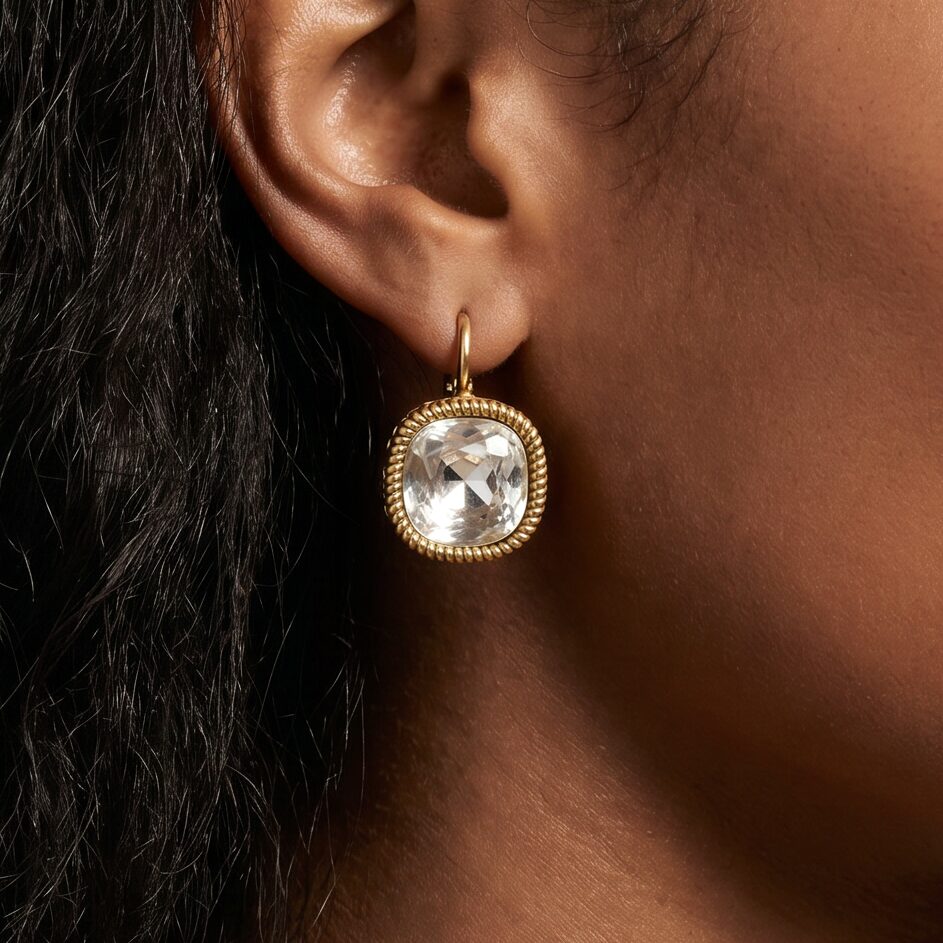 Swarovski Vierkante Oorbellen Goud