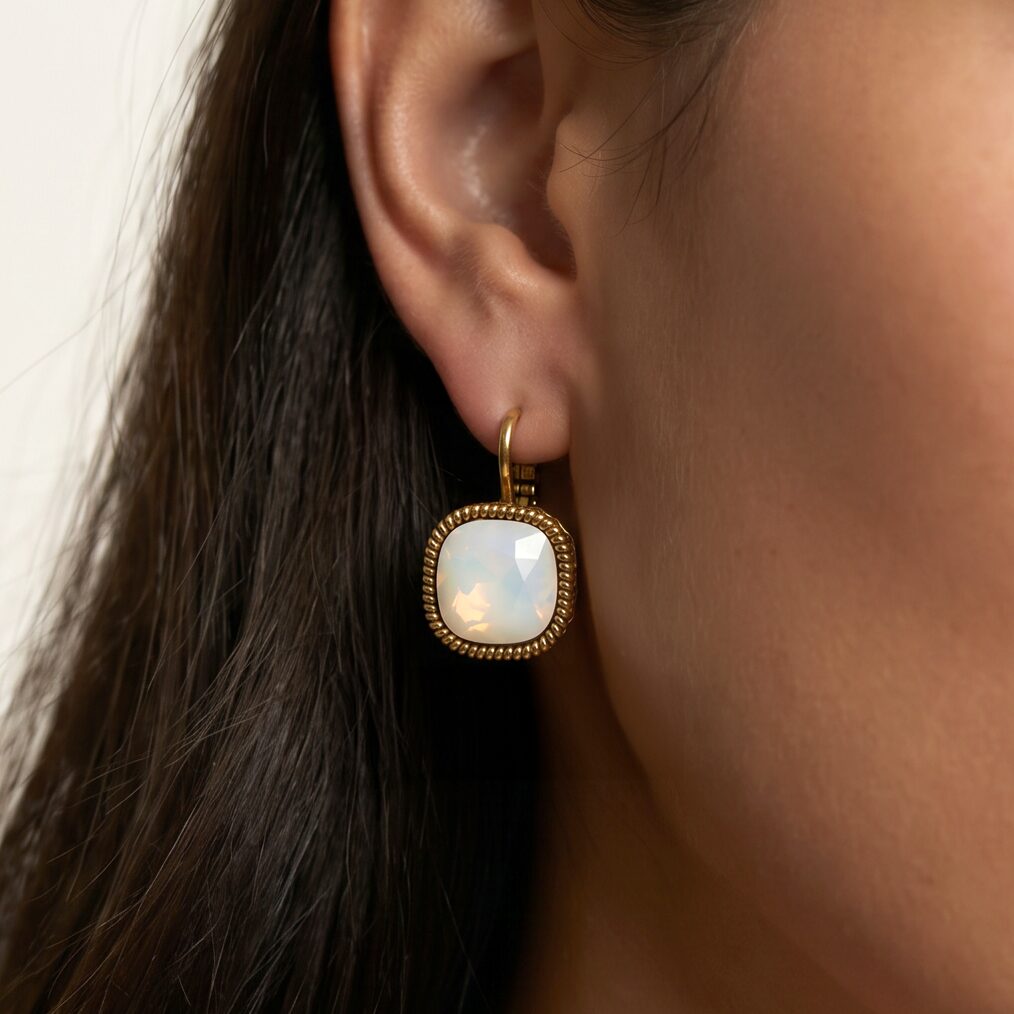 Swarovski Vierkante Oorbellen Goud