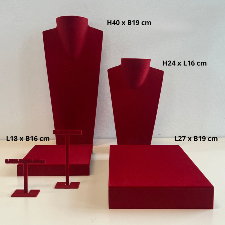 Rood geflokt display set