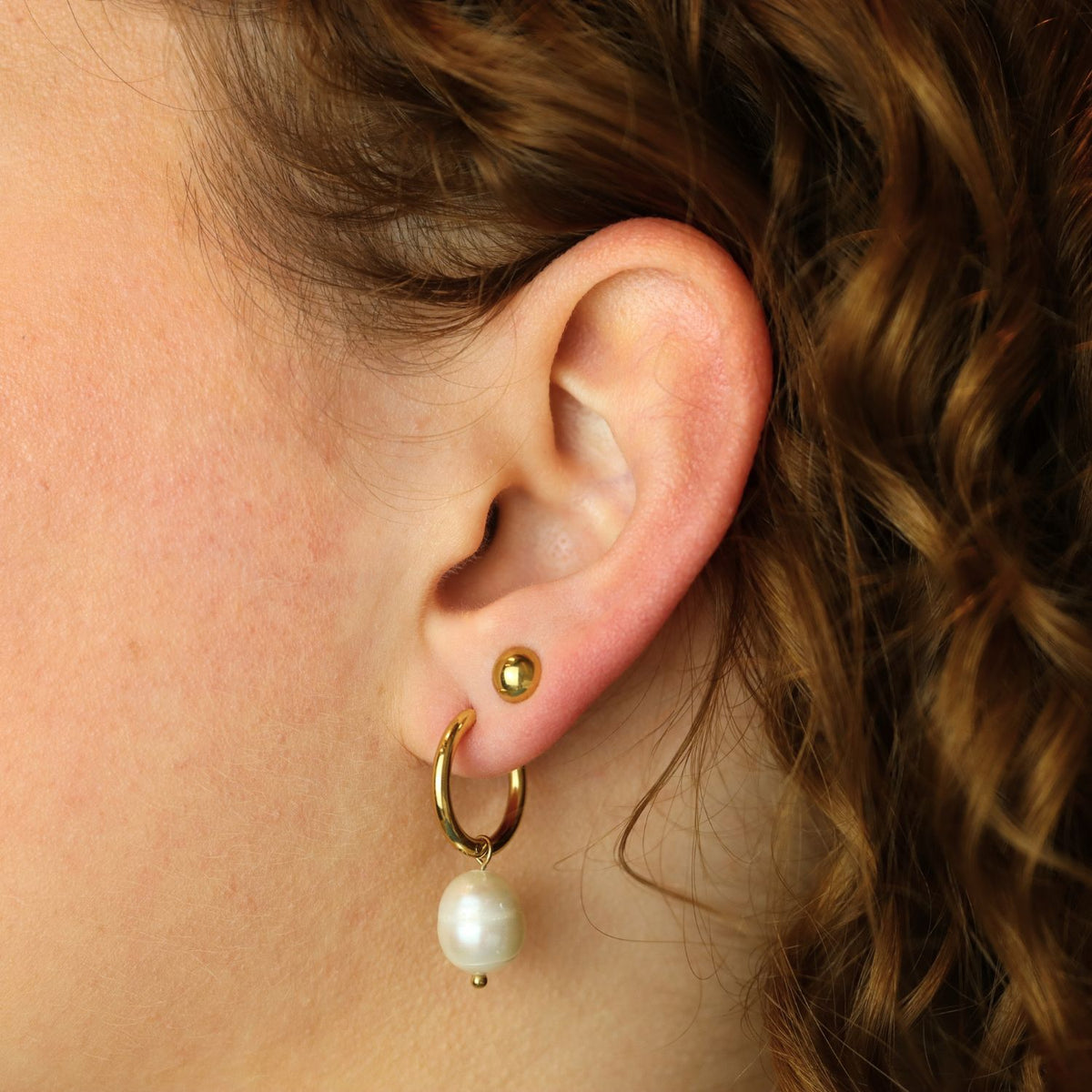 White Pearl Hoops