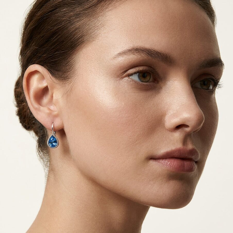 Swarovski Druppel Oorbellen Zilver