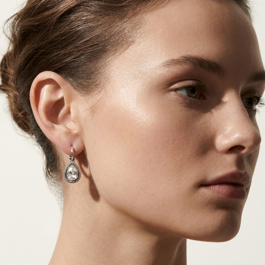 Swarovski Druppel Oorbellen Zilver