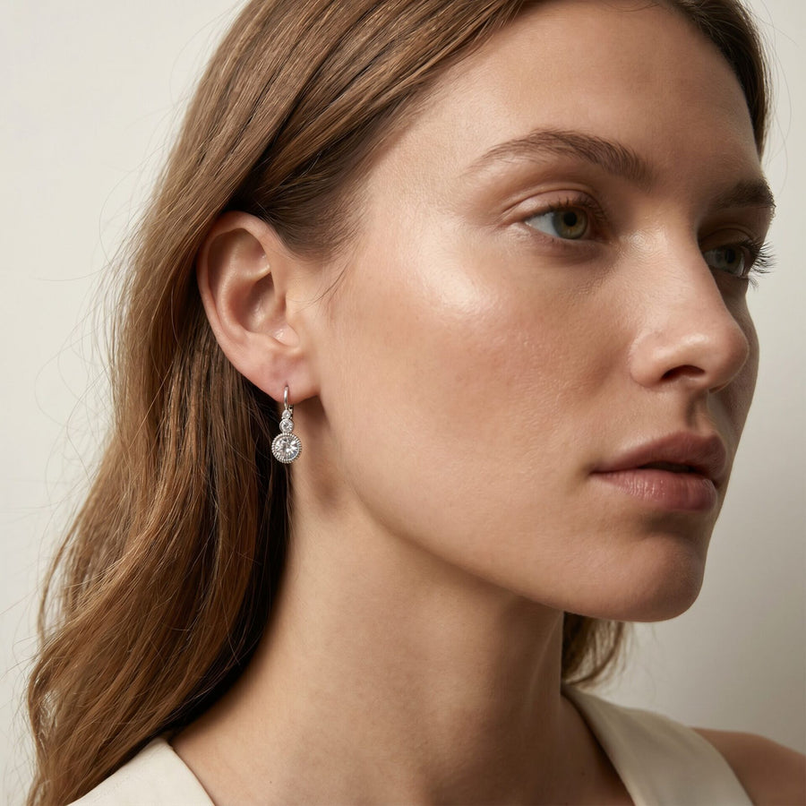 Swarovski Ronde Oorbellen Zilver