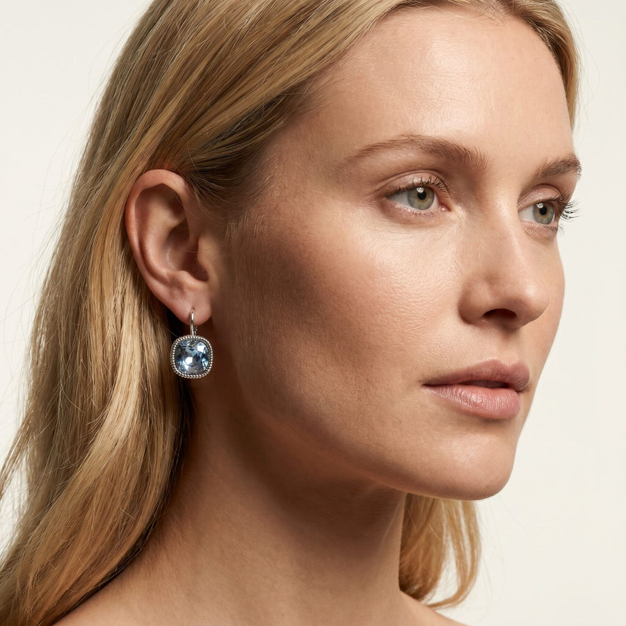 Swarovski Vierkante Oorbellen Zilver
