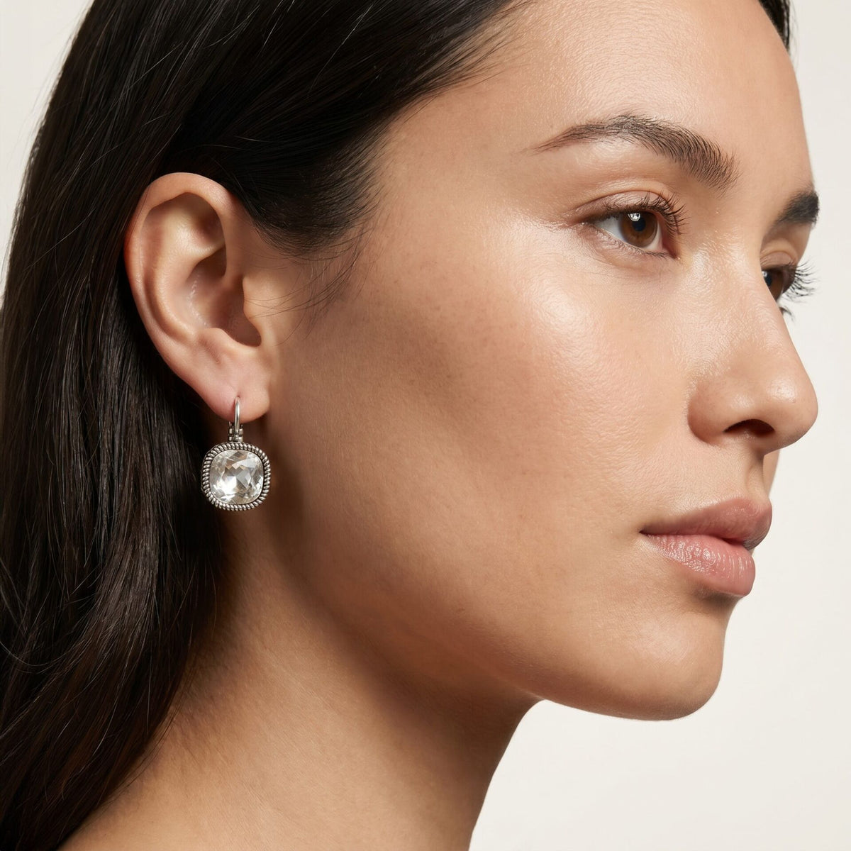 Swarovski Vierkante Oorbellen Zilver