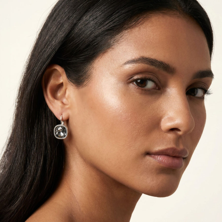 Swarovski Vierkante Oorbellen Zilver