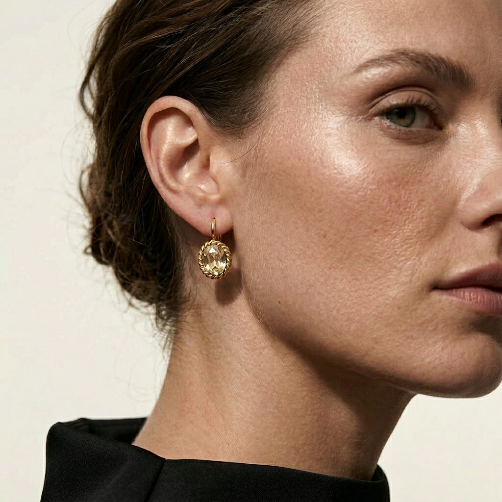Swarovski Ovale Oorbellen 1,5 cm Goud